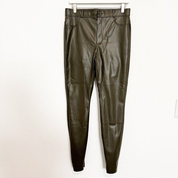 Zara Faux Leather Pants Green Size Large - Picture 3 of 12